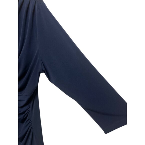 Cato Women Navy Blue V-Neck Ruched Top W/ Ring Detail XL Minimalist Comfortable - Picture 8 of 16